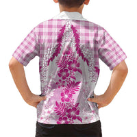 Aloha Hawaii Palaka Hawaiian Shirt Pink Plumeria Lei - Polynesian Pride