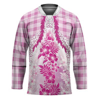 Aloha Hawaii Palaka Hockey Jersey Pink Plumeria Lei LT05 Unisex Pink - Polynesian Pride