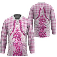 Aloha Hawaii Palaka Hockey Jersey Pink Plumeria Lei LT05 - Polynesian Pride