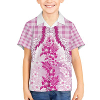 Aloha Hawaii Palaka Kid Hawaiian Shirt Pink Plumeria Lei - Polynesian Pride