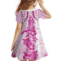 Aloha Hawaii Palaka Kid Short Sleeve Dress Pink Plumeria Lei - Polynesian Pride
