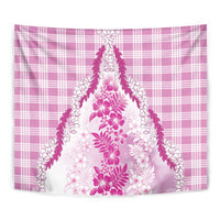 Aloha Hawaii Palaka Tapestry Pink Plumeria Lei - Polynesian Pride