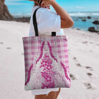 Aloha Hawaii Palaka Tote Bag Pink Plumeria Lei - Polynesian Pride