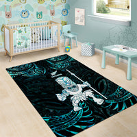 New Zealand Maori Taiaha Area Rug Tiki Warrior Paua Shell LT05 - Polynesian Pride