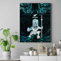 New Zealand Maori Taiaha Canvas Wall Art Tiki Warrior Paua Shell LT05 Black - Polynesian Pride