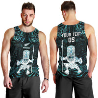 Custom New Zealand Maori Taiaha Men Tank Top Tiki Warrior Paua Shell LT05 - Polynesian Pride