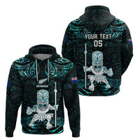 Custom New Zealand Maori Taiaha Zip Hoodie Tiki Warrior Paua Shell LT05 - Polynesian Pride