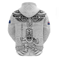 Custom New Zealand Maori Taiaha Hoodie Tiki Warrior White LT05 - Polynesian Pride
