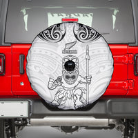 New Zealand Maori Taiaha Spare Tire Cover Tiki Warrior White LT05 - Polynesian Pride