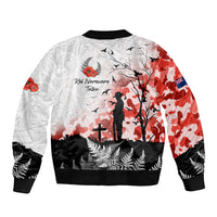 Kei Wareware Tatou New Zealand ANZAC Day Sleeve Zip Bomber Jacket Lest We Forget LT05 - Polynesian Pride