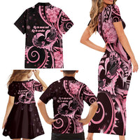 New Zealand Valentine Family Matching Short Sleeve Bodycon Dress and Hawaiian Shirt Aroha Sweet Pink Piwakawaka