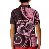 New Zealand Valentine Kid Polo Shirt Aroha Sweet Pink Piwakawaka