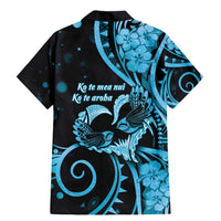 New Zealand Valentine Family Matching Mermaid Dress and Hawaiian Shirt Aroha Cyan Piwakawaka