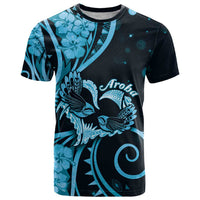 New Zealand Valentine T Shirt Aroha Cyan Piwakawaka LT05 Cyan - Polynesian Pride