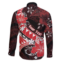 Personalised Hawaii Valentine Day Family Matching Puletasi and Hawaiian Shirt Polynesian Hibiscus Art Style Red