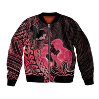 Alofa Samoa Valentine Red Sleeve Zip Bomber Jacket Love Is The Greatest Thing