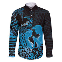 Alofa Samoa Valentine Blue Family Matching Off The Shoulder Long Sleeve Dress and Hawaiian Shirt Love Is The Greatest Thing