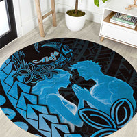 Alofa Samoa Valentine Blue Round Carpet Love Is The Greatest Thing LT05 Blue - Polynesian Pride