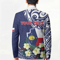 Personalised Wake Island Blazer Tribal Pattern With Hibiscus Flowers