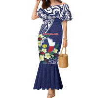 Personalised Wake Island Family Matching Mermaid Dress and Hawaiian Shirt Tribal Pattern With Hibiscus Flowers