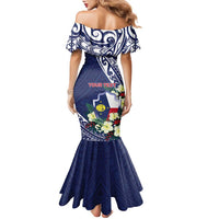 Personalised Wake Island Family Matching Mermaid Dress and Hawaiian Shirt Tribal Pattern With Hibiscus Flowers