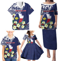 Personalised Wake Island Family Matching Puletasi and Hawaiian Shirt Tribal Pattern With Hibiscus Flowers