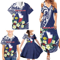 Personalised Wake Island Family Matching Summer Maxi Dress and Hawaiian Shirt Tribal Pattern With Hibiscus Flowers
