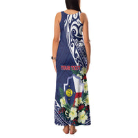 Personalised Wake Island Family Matching Tank Maxi Dress and Hawaiian Shirt Tribal Pattern With Hibiscus Flowers