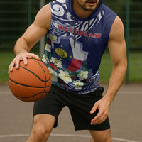 Personalised Wake Island Sleeveless Hoodie Tribal Pattern With Hibiscus Flowers