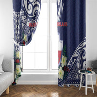 Wake Island Window Curtain Tribal Pattern With Hibiscus Flowers