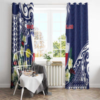 Wake Island Window Curtain Tribal Pattern With Hibiscus Flowers