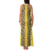 Aloha Hawaii Mardi Gras Family Matching Tank Maxi Dress and Hawaiian Shirt Gold Style