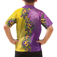 Hawaii Mardi Gras Hawaiian Shirt Plumeria Lei Beads Glitter Style LT05 - Polynesian Pride