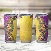 Hawaii Mardi Gras Tumbler Cup Plumeria Lei Beads Glitter Style LT05 - Polynesian Pride