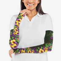Hawaii Mardi Gras Arm Sleeves Tropical Flowers Glitter Style