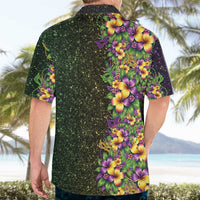 Hawaii Mardi Gras Hawaiian Shirt Tropical Flowers Glitter Style