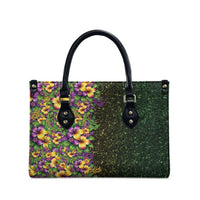 Hawaii Mardi Gras Leather Bag Tropical Flowers Glitter Style