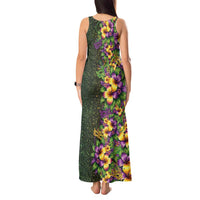 Hawaii Mardi Gras Tank Maxi Dress Tropical Flowers Glitter Style LT05 - Polynesian Pride
