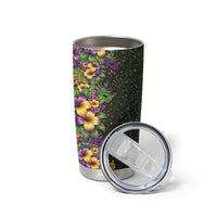 Hawaii Mardi Gras Tumbler Cup Tropical Flowers Glitter Style