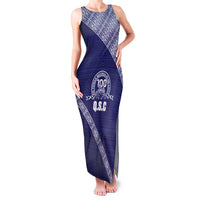 Tonga Queen Salote College Family Matching Tank Maxi Dress and Hawaiian Shirt 100 Years Anniversary Navy Color