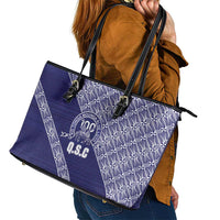 Tonga Queen Salote College Leather Tote Bag 100 Years Anniversary Navy Color