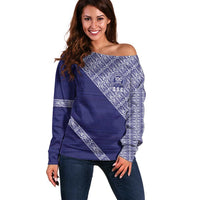 Tonga Queen Salote College Off Shoulder Sweater 100 Years Anniversary Navy Color LT05 Women Navy - Polynesian Pride