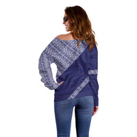 Tonga Queen Salote College Off Shoulder Sweater 100 Years Anniversary Navy Color LT05 - Polynesian Pride