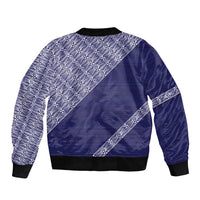 Tonga Queen Salote College Sleeve Zip Bomber Jacket 100 Years Anniversary Navy Color LT05 - Polynesian Pride