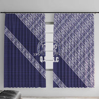 Tonga Queen Salote College Window Curtain 100 Years Anniversary Navy Color LT05 With Hooks Navy - Polynesian Pride