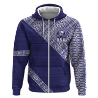 Tonga Queen Salote College Zip Hoodie 100 Years Anniversary Navy Color