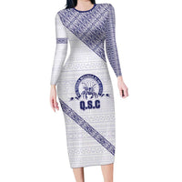 Tonga Queen Salote College Family Matching Long Sleeve Bodycon Dress and Hawaiian Shirt 100 Years Anniversary White Color