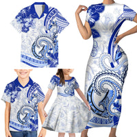 Polynesia Paisley Family Matching Short Sleeve Bodycon Dress and Hawaiian Shirt Mix Navy Polynesian Pattern LT05 - Polynesian Pride