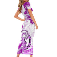 Polynesia Paisley Short Sleeve Bodycon Dress Mix Pink Polynesian Pattern LT05 - Polynesian Pride