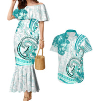 Polynesia Paisley Couples Matching Mermaid Dress and Hawaiian Shirt Mix Teal Polynesian Pattern LT05 Teal - Polynesian Pride